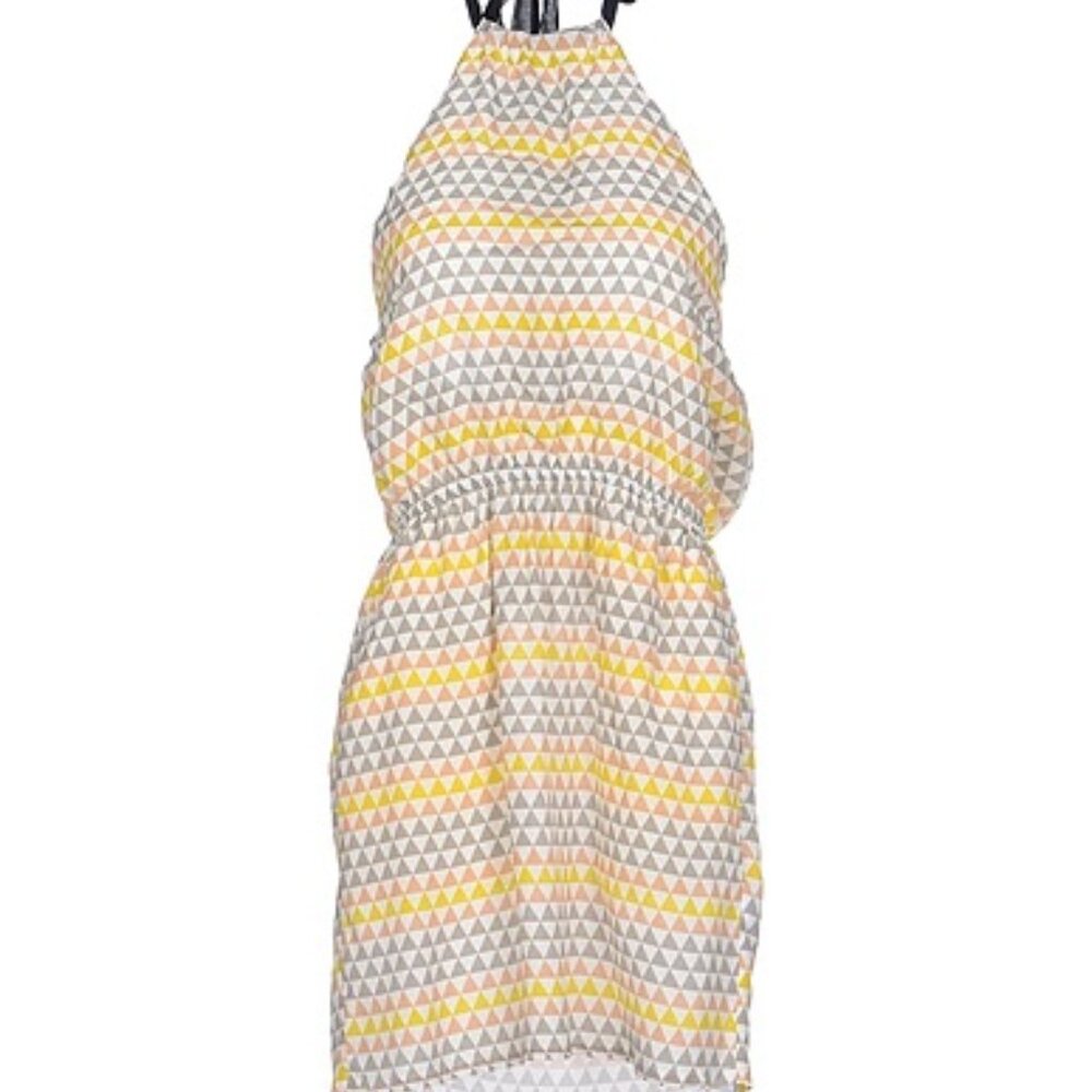 M. GRIFONI Italy Geometric Silk Blend Backless Mini Dress XS S